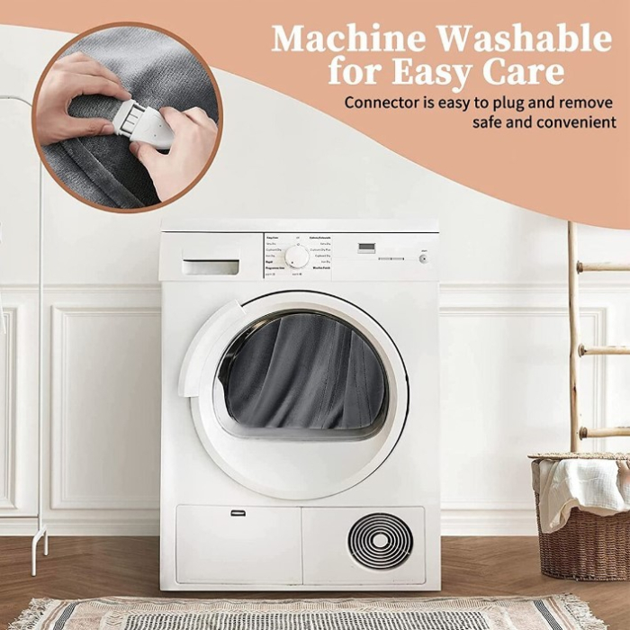 Patura Cu Incalzire Electrica, , 135 W, 180x130 cm, 6 Trepte De Incalzire, Flanel, Gri [4]