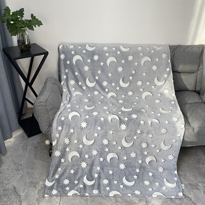 Patura Fosforescenta, , Moale, Pufoasa, Lumineaza in Intuneric, 1.5x2 m, Model Cer Instelat, Gri [3]