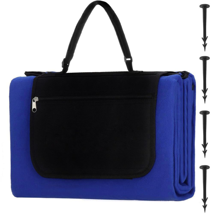 Patura pentru picnic sau plaja, cu folie izolatoare si maner, 150x200cm, albastru cobalt [7]