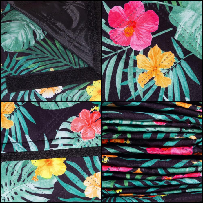 Patura pentru picnic sau plaja, cu folie izolatoare si maner, 200x200cm, negru floral [9]