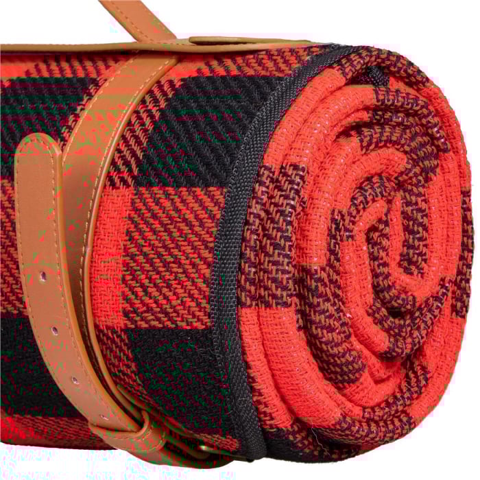 Patura pentru picnic sau plaja, cu folie izolatoare si maner, 150x200cm, rosu negru [5]