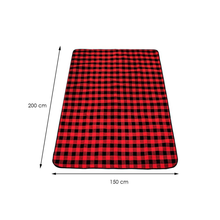 Patura pentru picnic sau plaja, cu folie izolatoare si maner, 150x200cm, rosu negru [8]