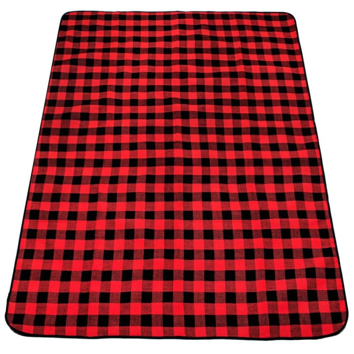 Patura pentru picnic sau plaja, cu folie izolatoare si maner, 150x200cm, rosu negru [2]