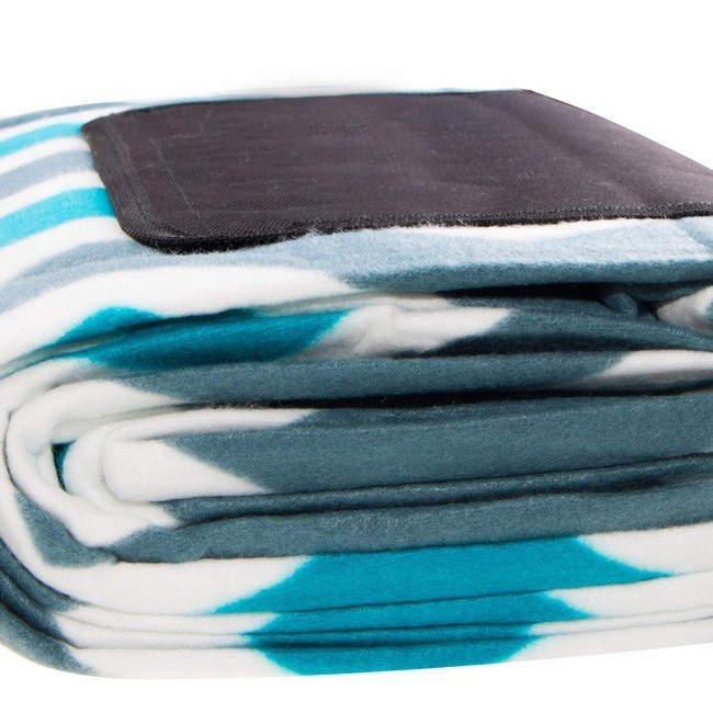 Patura pentru picnic sau plaja, cu folie izolatoare si maner, 160x200cm, alb albastru [5]