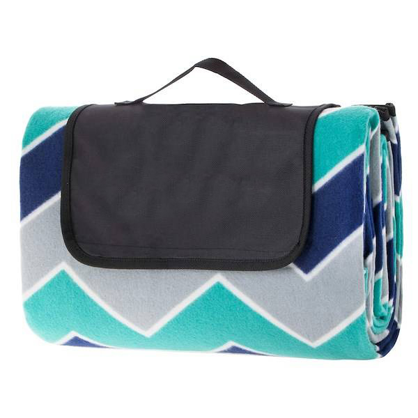 Patura pentru picnic sau plaja, cu folie izolatoare si maner, 180x220cm, albastru verde [2]