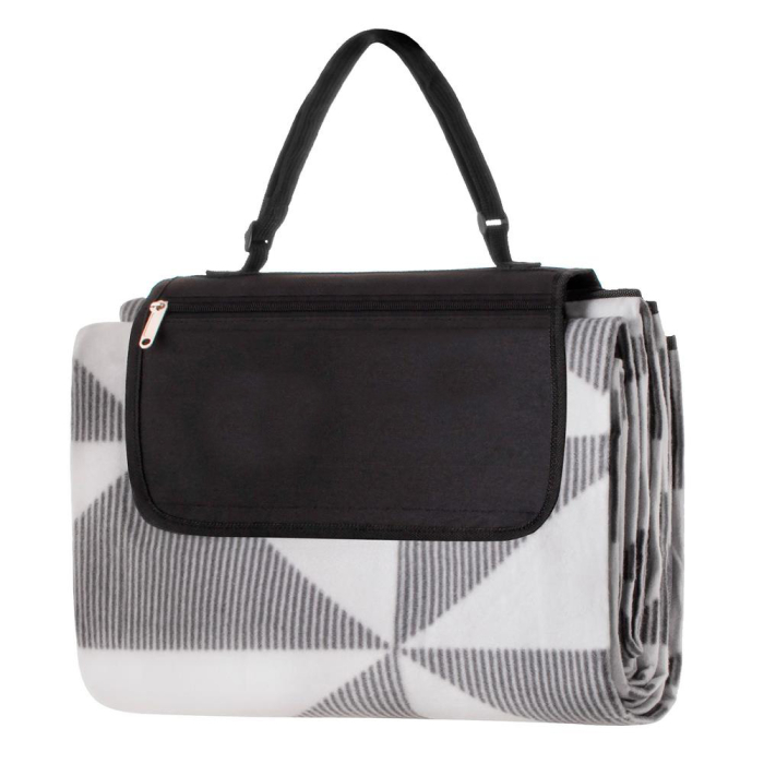 Patura pentru picnic sau plaja, cu folie izolatoare si maner, 180x220cm, gri [9]