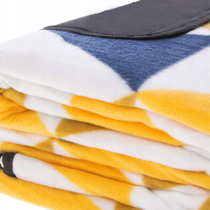 Patura pentru picnic sau plaja, cu folie izolatoare si maner, 200x200cm, albastru galben [3]