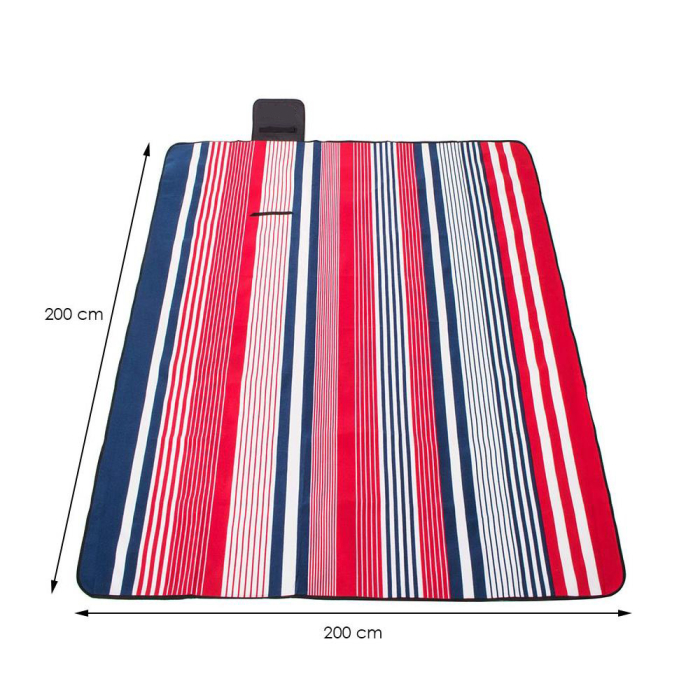 Patura pentru picnic sau plaja, cu folie izolatoare si maner, 200x200cm, albastru rosu [8]