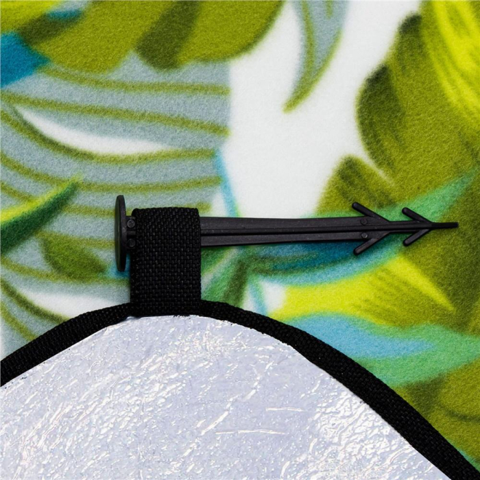 Patura pentru picnic sau plaja, cu folie izolatoare si maner, 200x200cm, model frunze, verde [10]