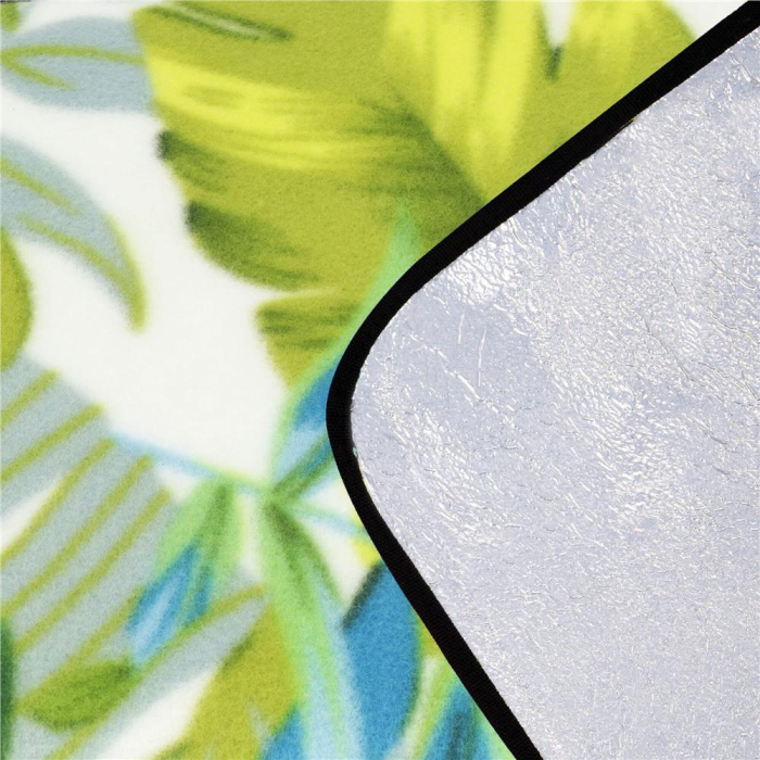 Patura pentru picnic sau plaja, cu folie izolatoare si maner, 200x200cm, model frunze, verde [5]