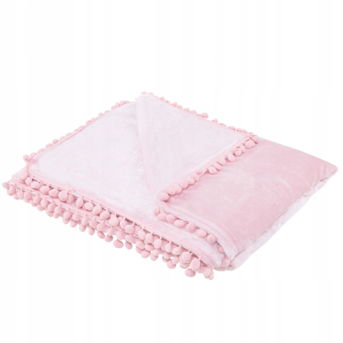 Patura pufoasa cu pampoane mici, 2 persoane, 200x220cm, roz [8]
