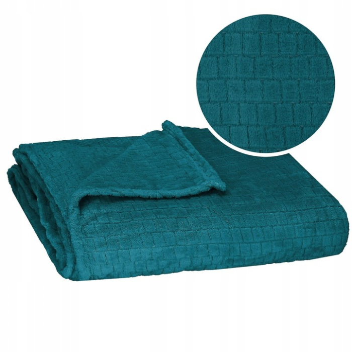 Patura pufoasa pentru 2 persoane, 2 fete, model in relief, 160x200cm, verde marin [6]