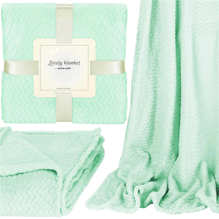 Patura pufoasa pentru 2 persoane, 2 fete, model in relief, 160x220cm, verde [12]