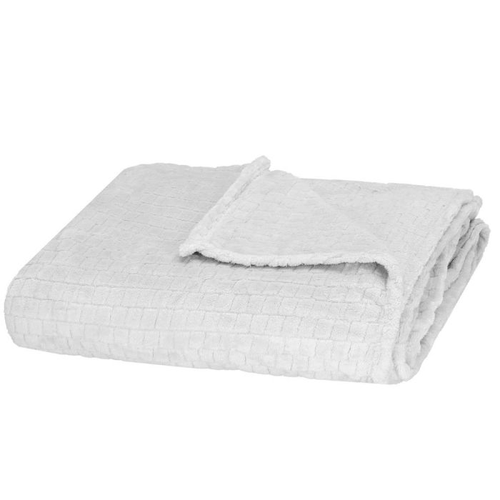 Patura pufoasa pentru 2 persoane, 2 fete, model in relief, 170x210cm, gri deschis [3]