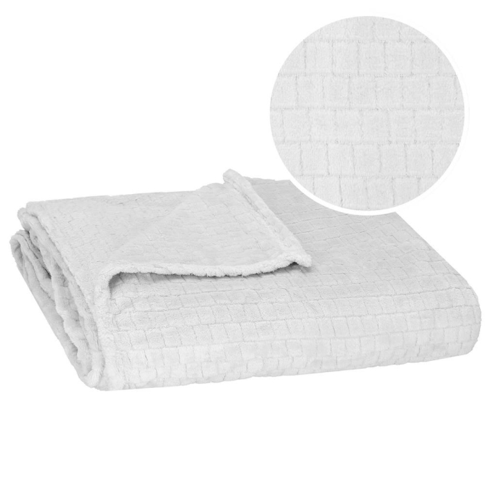 Patura pufoasa pentru 2 persoane, 2 fete, model in relief, 170x210cm, gri deschis [12]