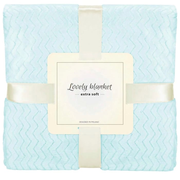 Patura pufoasa pentru 2 persoane, 2 fete, model in relief, 200x220cm, albastru [1]
