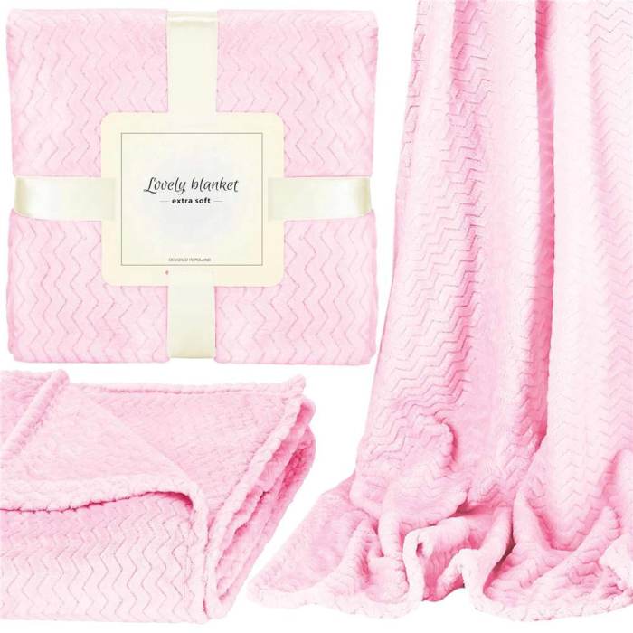 Patura pufoasa pentru 2 persoane, 2 fete, model in relief, 200x220cm, roz [12]
