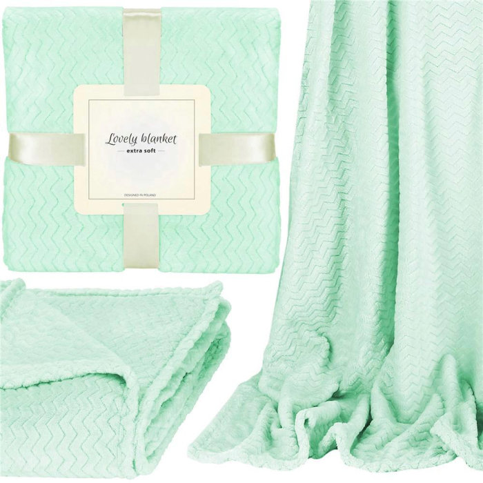 Patura pufoasa pentru 2 persoane, 2 fete, model in relief, 200x220cm, verde [10]