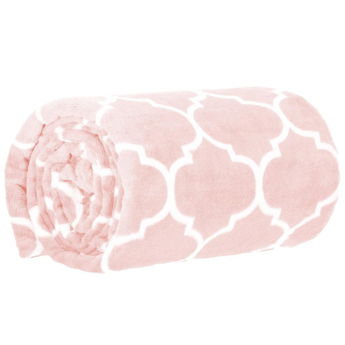 Patura pufoasa pentru 2 persoane, 200x220cm, cu model trifoi marocan, roz [8]