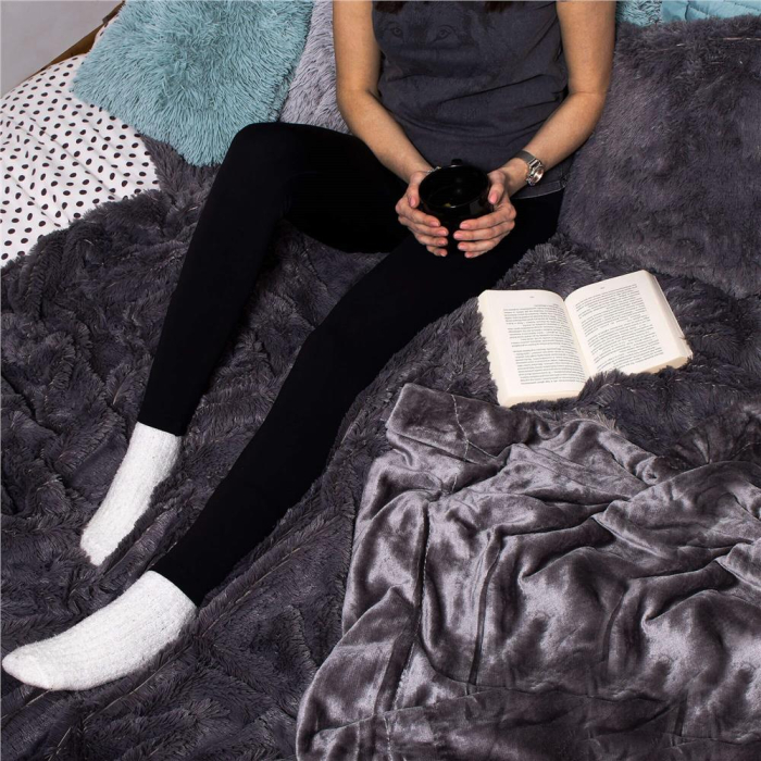 Patura pufoasa si calduroasa pentru 2 persoane, 200x240cm, gri [2]