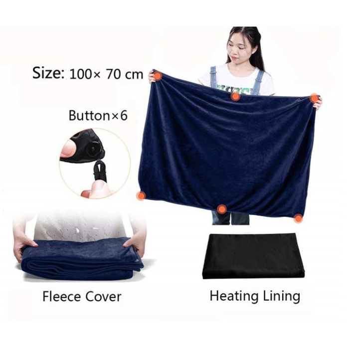 Patura - Șal albastru cu sursa de incalzire incarcare USB [2]