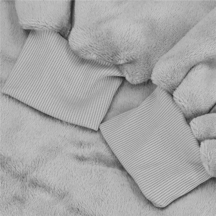 Patura tip hanorac, cu maneci, gluga si buzunare, material plus, marime universala, gri [13]