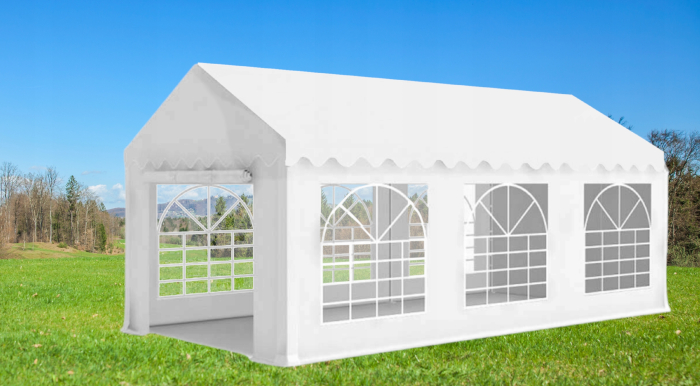 Pavilion de gradina profesional, cu cadru otel 38 mm, acoperis impermeabil 450g/m2, 6x3x2,8 m, alb [2]