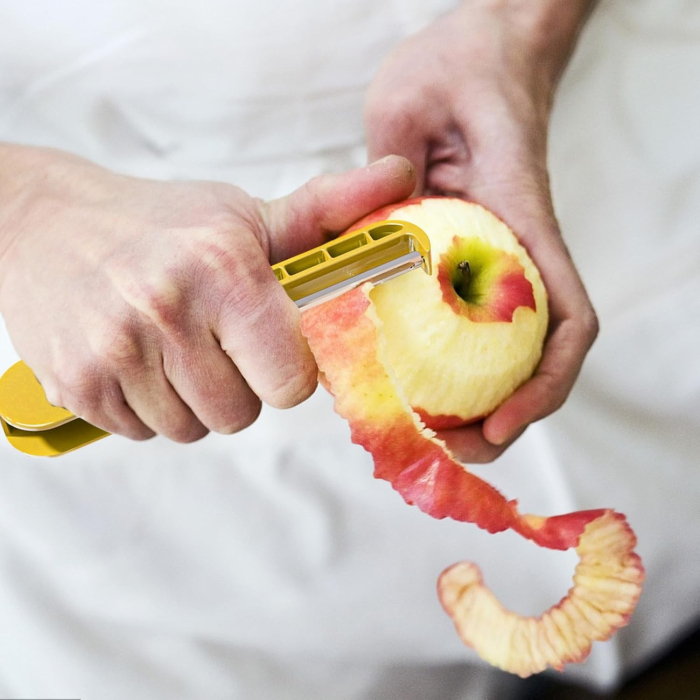 Peeler pentru Legume si Fructe, , 3.6 x 9.1 cm, Multifunctional, Curatator Pliabil, din ABS si Otel Inoxidabil, Galben [4]
