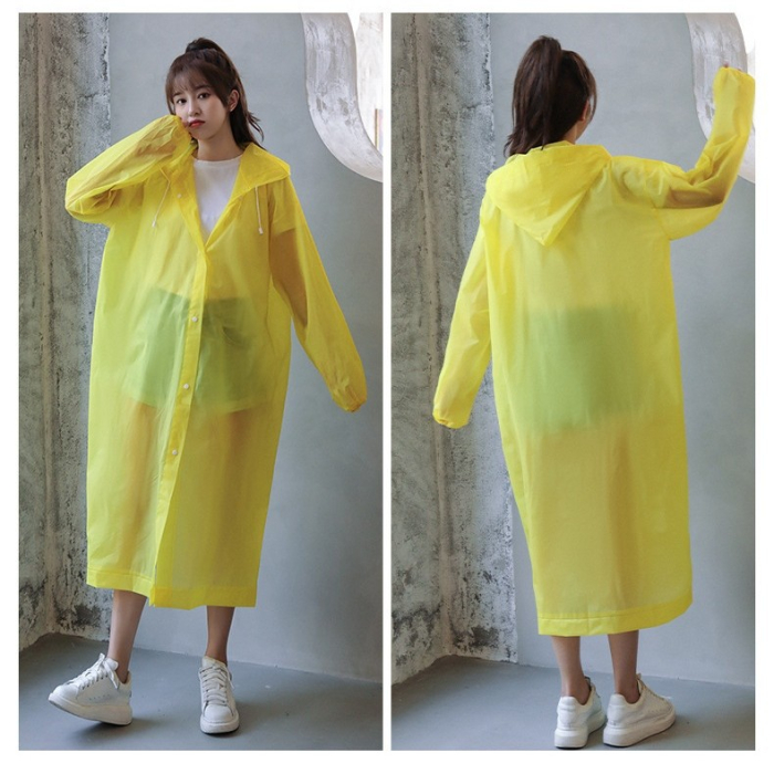 Pelerina de Ploaie, , pentru Adulti 150-180 cm, din EVA, Impermeabila, Rezistenta la Vant, Inchidere cu Capse, 140 g, Galben [2]