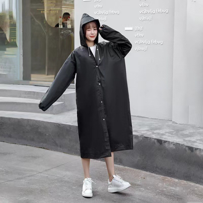 Pelerina de Ploaie, , pentru Adulti 150-180 cm, din EVA, Impermeabila, Rezistenta la Vant, Inchidere cu Capse, 140 g, Negru [5]