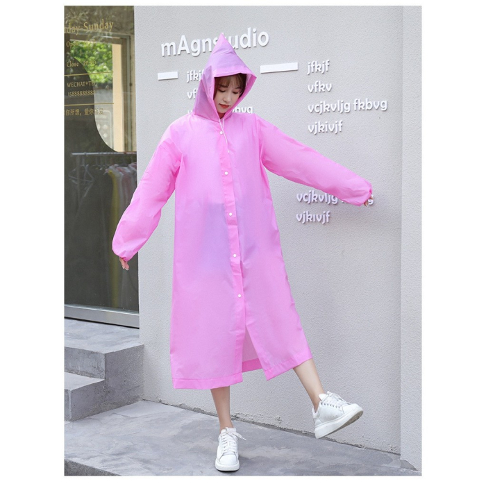 Pelerina de Ploaie, , pentru Adulti 150-180 cm, din EVA, Impermeabila, Rezistenta la Vant, Inchidere cu Capse, 140 g, Roz [5]