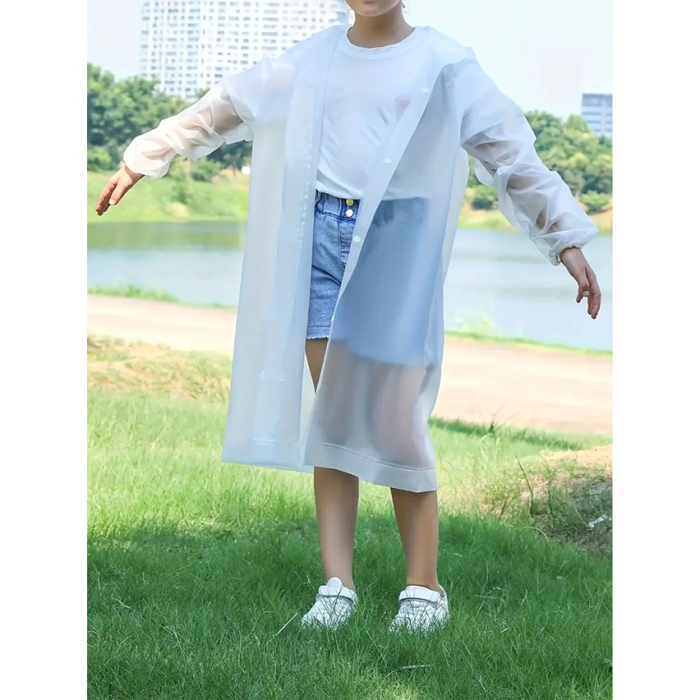 Pelerina de Ploaie, , pentru Copii 100-145 cm, din EVA, Impermeabila, Inchidere cu Capse, Alb [4]