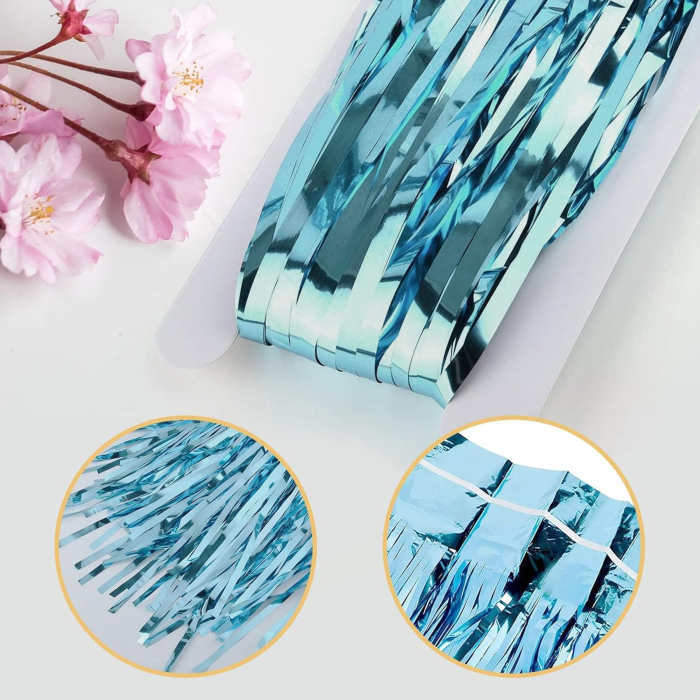 Perdea Franjurata, , Model Decor Petrecere, pentru Fundal de Poze, Amenajare Colorata a Petrecerii, Dimensiune 100x200 cm, Albastru Deschis [7]