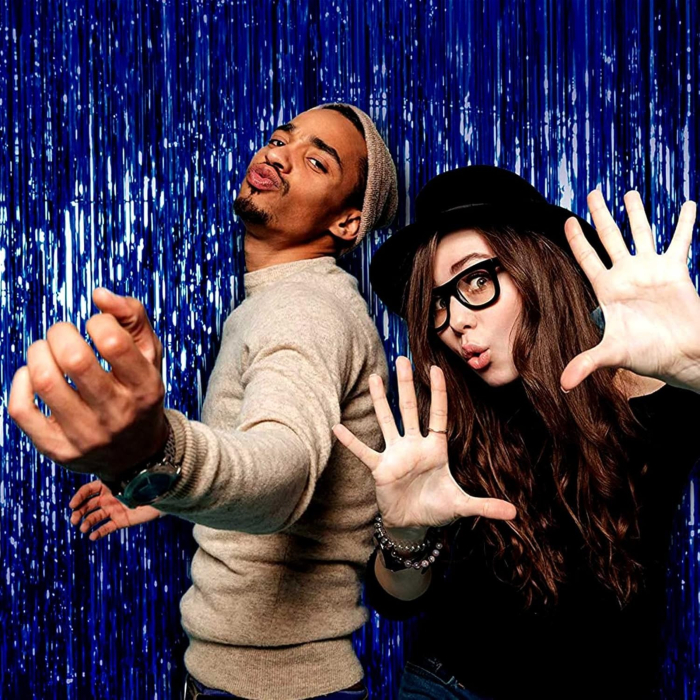 Perdea Franjurata, , Model Decor Petrecere, pentru Fundal de Poze, Amenajare Colorata a Petrecerii, Dimensiune 100x200 cm, Albastru Inchis [4]