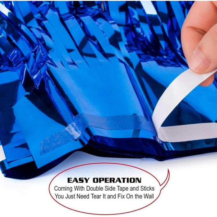 Perdea Franjurata, , Model Decor Petrecere, pentru Fundal de Poze, Amenajare Colorata a Petrecerii, Dimensiune 100x200 cm, Albastru Inchis [6]