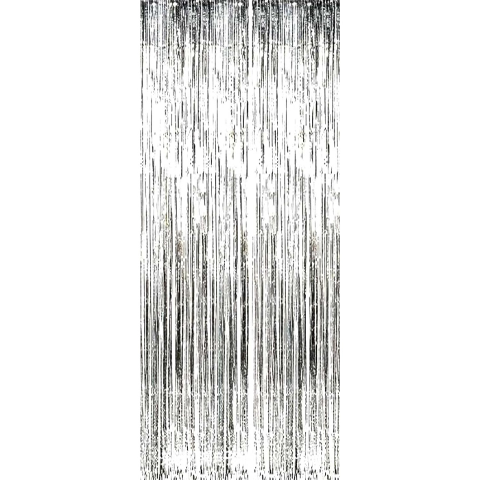 Perdea Franjurata, , Model Decor Petrecere, pentru Fundal de Poze, Amenajare Colorata a Petrecerii, Dimensiune 100x200 cm, Argintiu [1]