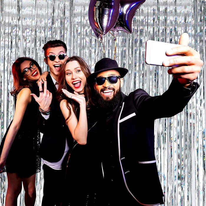 Perdea Franjurata, , Model Decor Petrecere, pentru Fundal de Poze, Amenajare Colorata a Petrecerii, Dimensiune 100x200 cm, Argintiu [2]