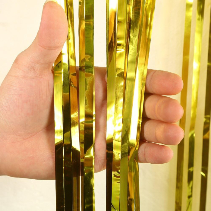 Perdea Franjurata, , Model Decor Petrecere, pentru Fundal de Poze, Amenajare Colorata a Petrecerii, Dimensiune 100x200 cm, Gold [4]