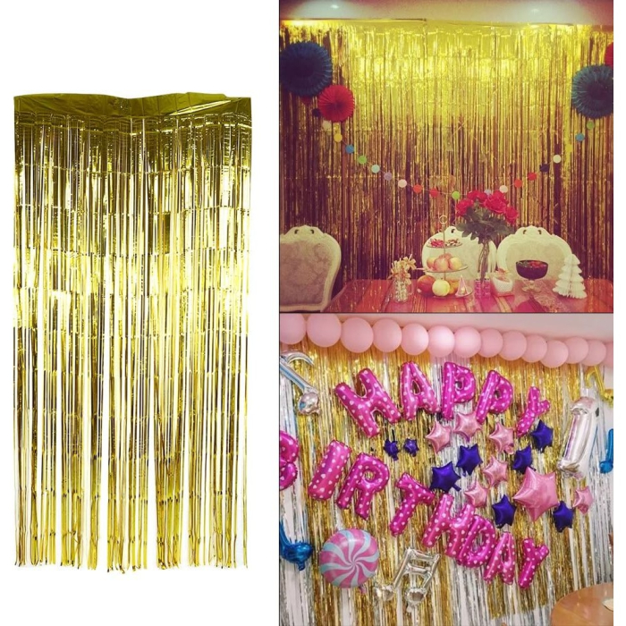 Perdea Franjurata, , Model Decor Petrecere, pentru Fundal de Poze, Amenajare Colorata a Petrecerii, Dimensiune 100x200 cm, Gold [8]