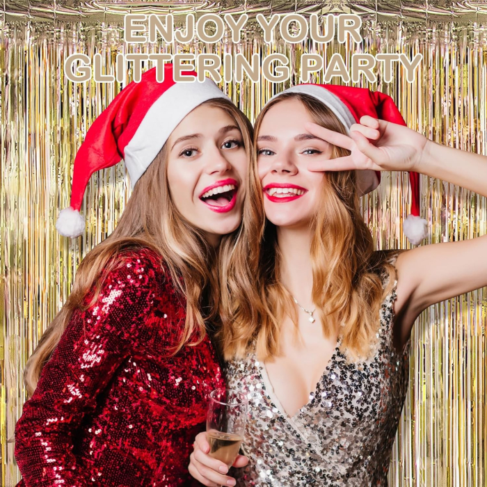 Perdea Franjurata, , Model Decor Petrecere, pentru Fundal de Poze, Amenajare Colorata a Petrecerii, Dimensiune 100x200 cm, Gold Sampanie [2]