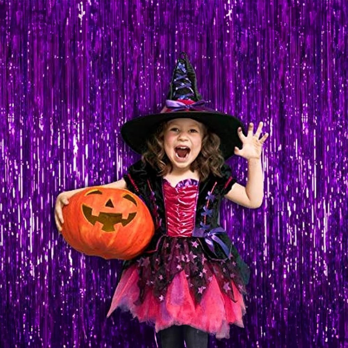 Perdea Franjurata, , Model Decor Petrecere, pentru Fundal de Poze, Amenajare Colorata a Petrecerii, Dimensiune 100x200 cm, Mov [3]