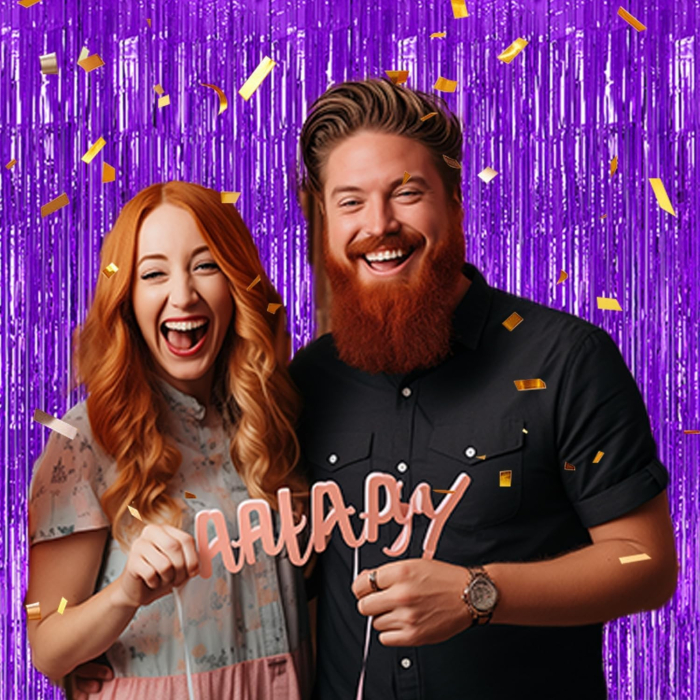 Perdea Franjurata, , Model Decor Petrecere, pentru Fundal de Poze, Amenajare Colorata a Petrecerii, Dimensiune 100x200 cm, Mov Deschis [4]