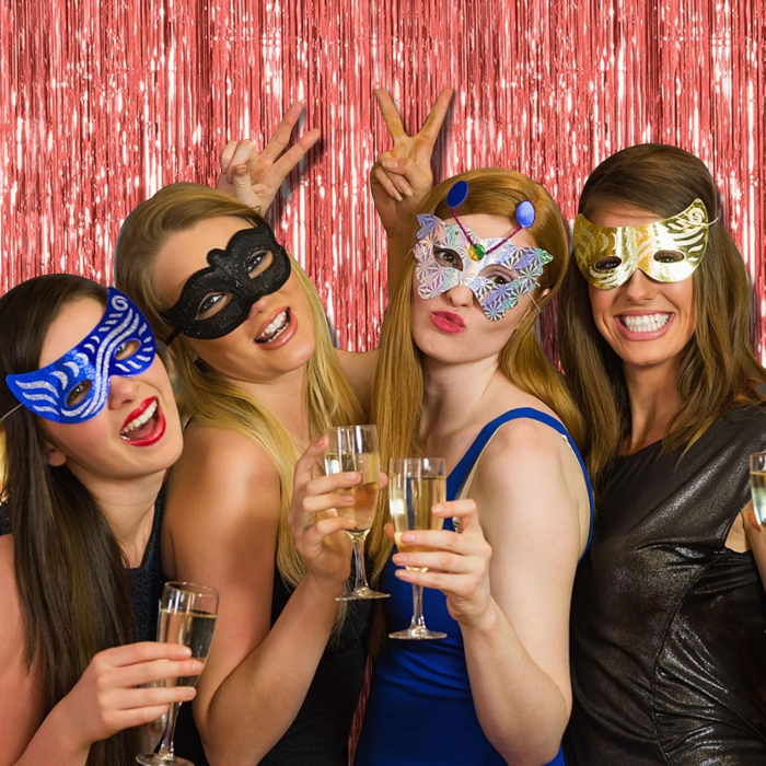 Perdea Franjurata, , Model Decor Petrecere, pentru Fundal de Poze, Amenajare Colorata a Petrecerii, Dimensiune 100x200 cm, Rose Gold [6]