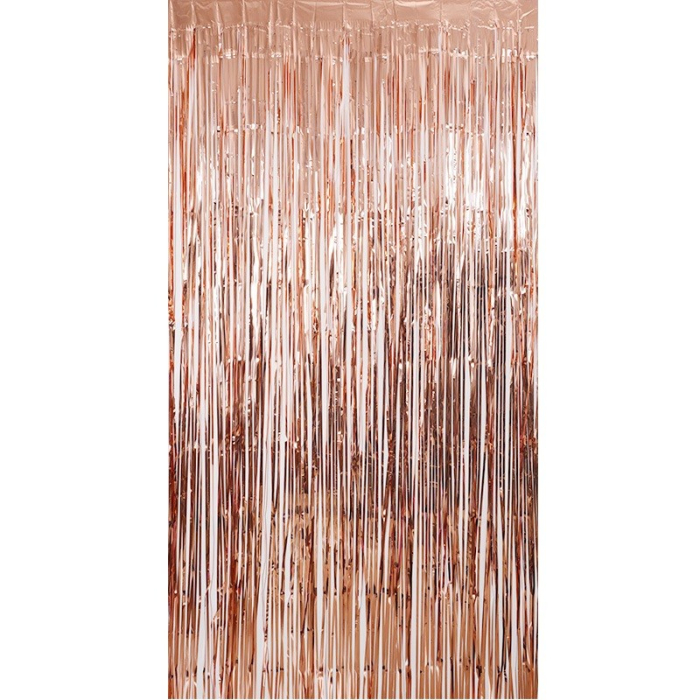 Perdea Franjurata, , Model Decor Petrecere, pentru Fundal de Poze, Amenajare Colorata a Petrecerii, Dimensiune 100x200 cm, Roz Auriu [1]