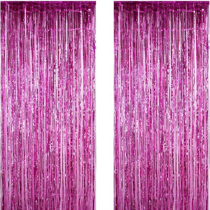 Perdea Franjurata, , Model Decor Petrecere, pentru Fundal de Poze, Amenajare Colorata a Petrecerii, Dimensiune 100x200 cm, Roz Inchis [2]