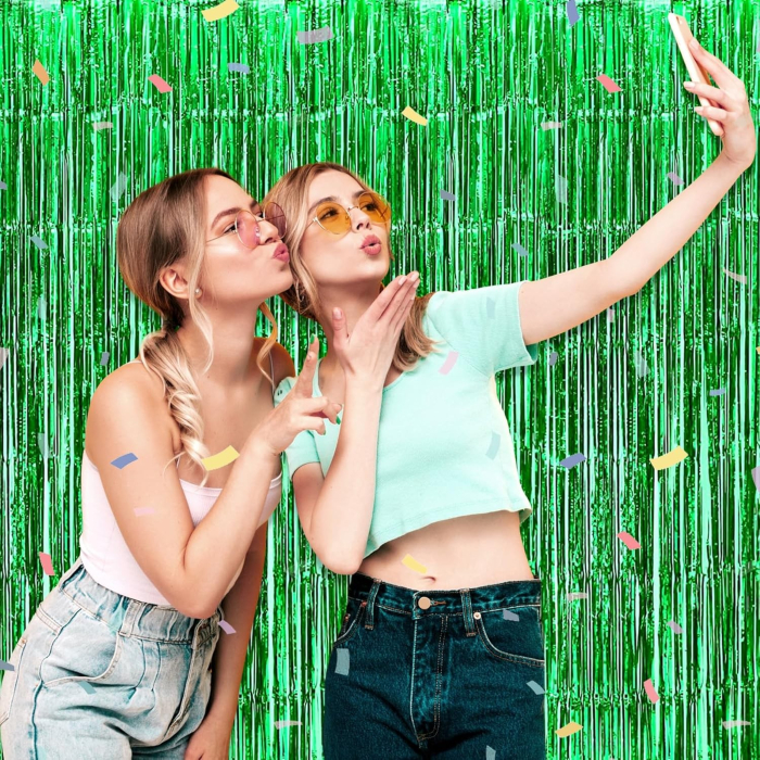 Perdea Franjurata, , Model Decor Petrecere, pentru Fundal de Poze, Amenajare Colorata a Petrecerii, Dimensiune 100x200 cm, Verde [2]