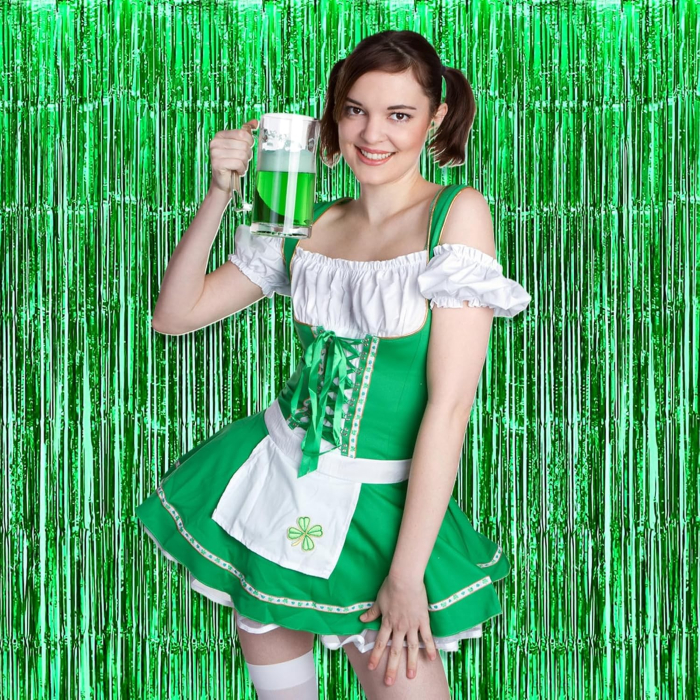 Perdea Franjurata, , Model Decor Petrecere, pentru Fundal de Poze, Amenajare Colorata a Petrecerii, Dimensiune 100x200 cm, Verde [4]