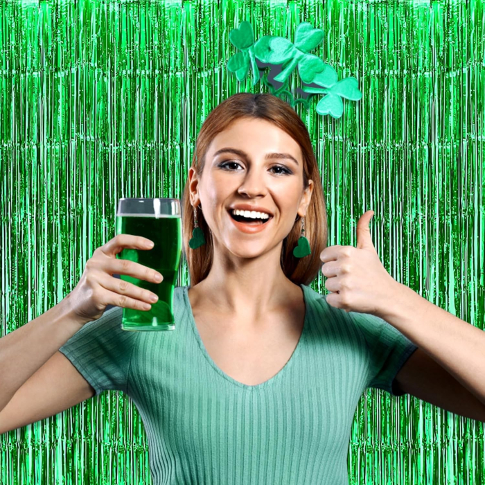 Perdea Franjurata, , Model Decor Petrecere, pentru Fundal de Poze, Amenajare Colorata a Petrecerii, Dimensiune 100x200 cm, Verde [3]