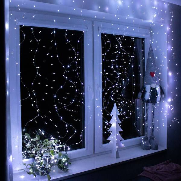 Perdea luminoasa 300 LED-uri, 3m, pentru interior/exterior, telecomanda, iluminare alba [11]
