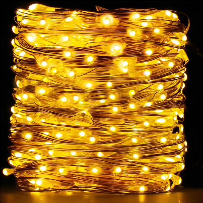 Perdea luminoasa 300 LED-uri, 3m, pentru interior/exterior, telecomanda, iluminare galbena [8]